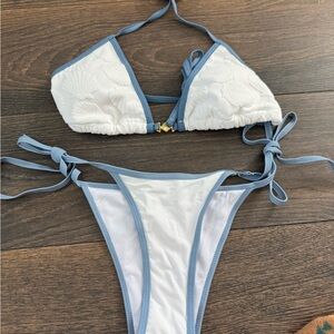 Blue and White Women's Bikini Set